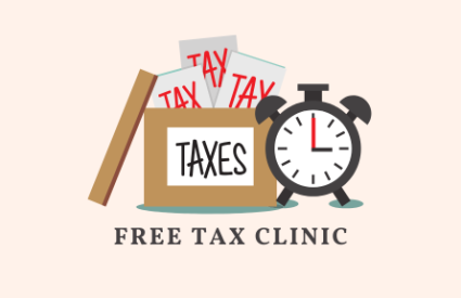 Image of a box with tax documents and an alarm clock