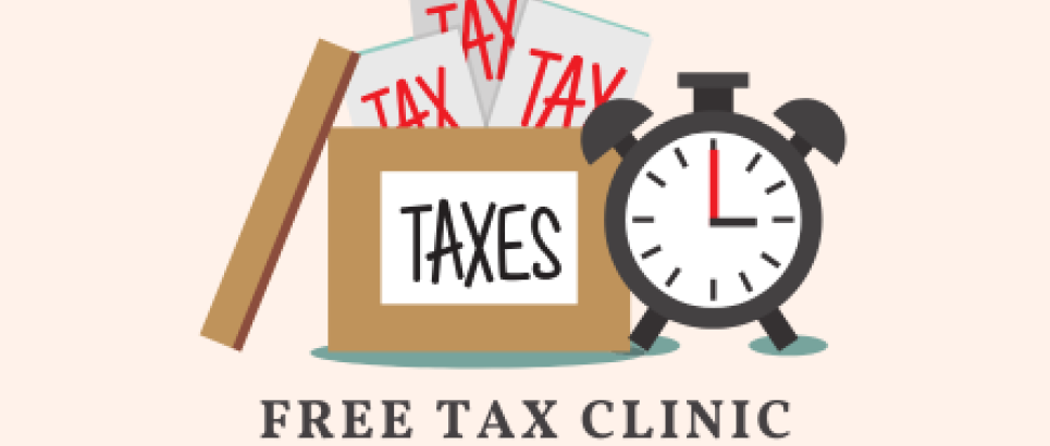 Image of a box with tax documents and an alarm clock